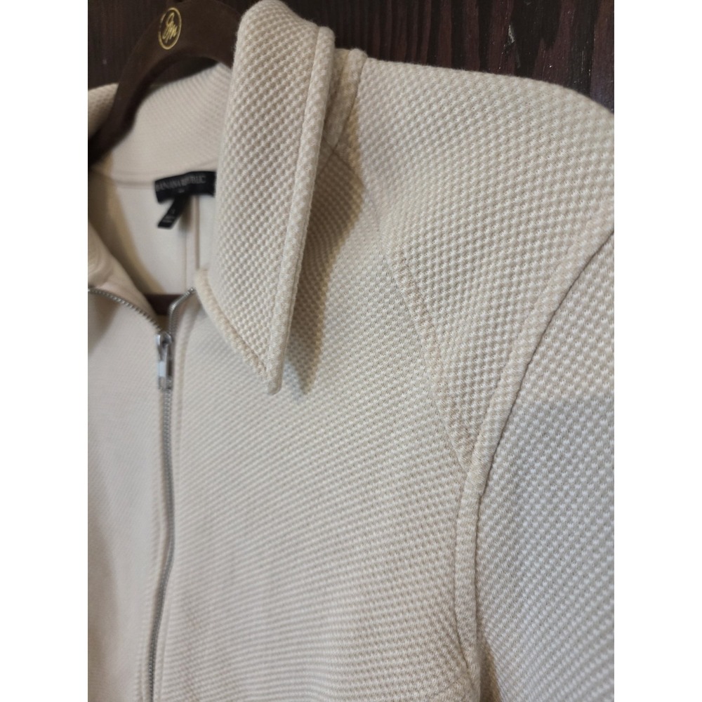 Banana Republic Textured Cotton Knit Moto Bomber Jacket Full Zip Women L EUC - Picture 2 of 11
